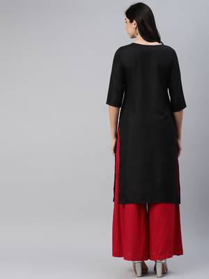 Black embroidered cotton ethnic-kurtis 4