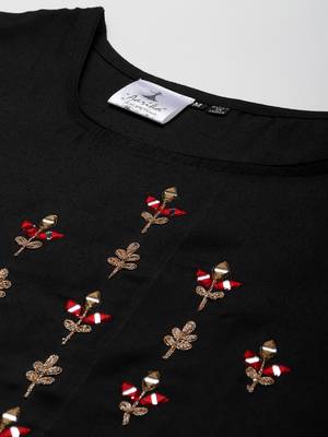 Black embroidered cotton ethnic-kurtis 5