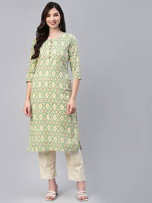 Green printed cotton ethnic-kurtis 2