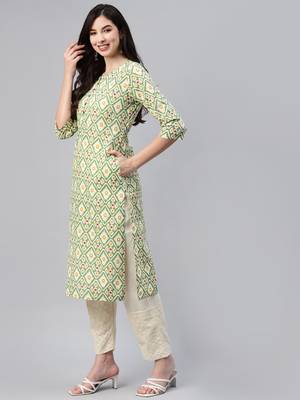 Green printed cotton ethnic-kurtis 3