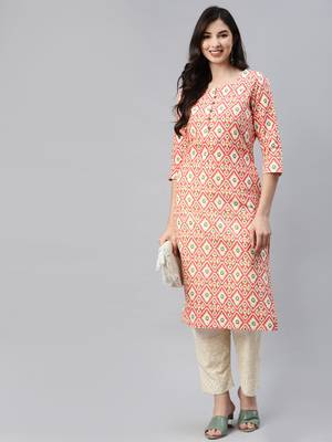 Red printed cotton ethnic-kurtis 1