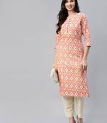 Red printed cotton ethnic-kurtis