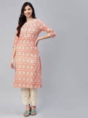 Red printed cotton ethnic-kurtis 2