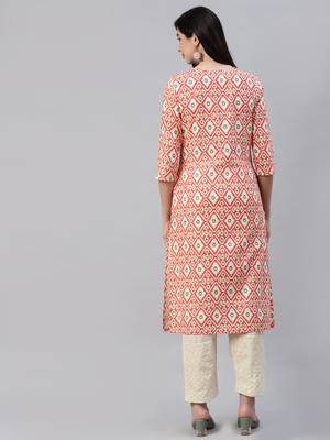 Red printed cotton ethnic-kurtis 4