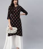 Black printed cotton ethnic-kurtis