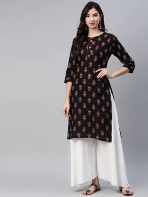 Black printed cotton ethnic-kurtis 2