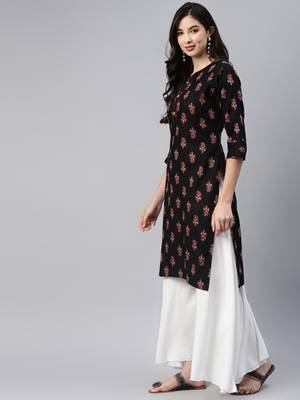 Black printed cotton ethnic-kurtis 3