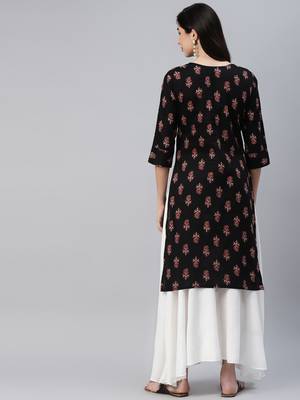 Black printed cotton ethnic-kurtis 4