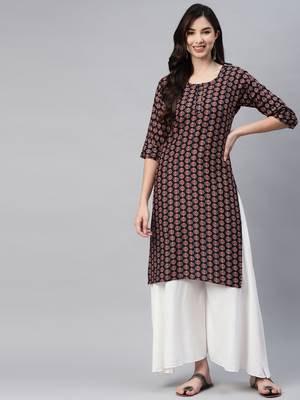 Black printed cotton ethnic-kurtis 2