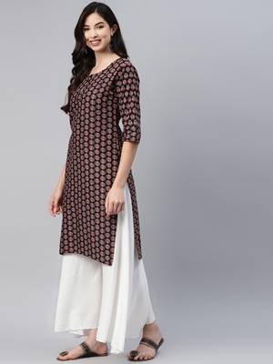 Black printed cotton ethnic-kurtis 3