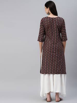 Black printed cotton ethnic-kurtis 4