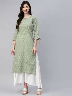 Green printed cotton ethnic-kurtis 2