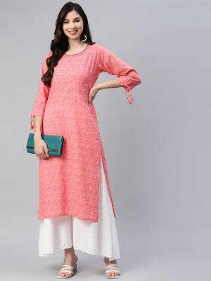 Pink printed cotton ethnic-kurtis 1