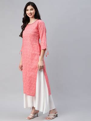 Pink printed cotton ethnic-kurtis 3