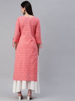 Pink printed cotton ethnic-kurtis 5