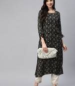 Black printed cotton ethnic-kurtis