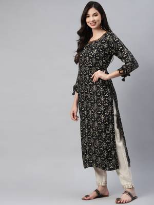 Black printed cotton ethnic-kurtis 3