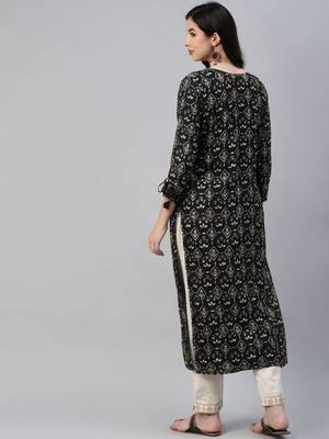 Black printed cotton ethnic-kurtis 4