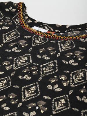 Black printed cotton ethnic-kurtis 5