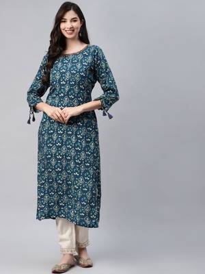 Blue printed cotton ethnic-kurtis 2