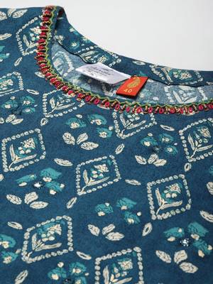 Blue printed cotton ethnic-kurtis 5