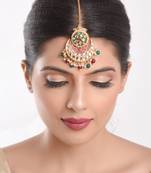 Gold cubic zirconia maang-tikka