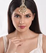 Gold pearl maang-tikka