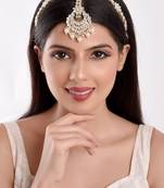 Gold pearl maang-tikka