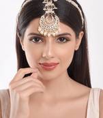 Gold pearl maang-tikka