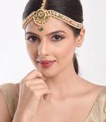 Gold pearl maang-tikka