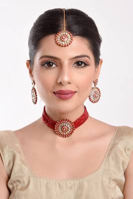 Red cubic zirconia necklace-sets 1