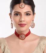 Red cubic zirconia necklace-sets