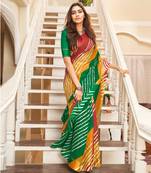 Multicolor printed cotton saree with blouse