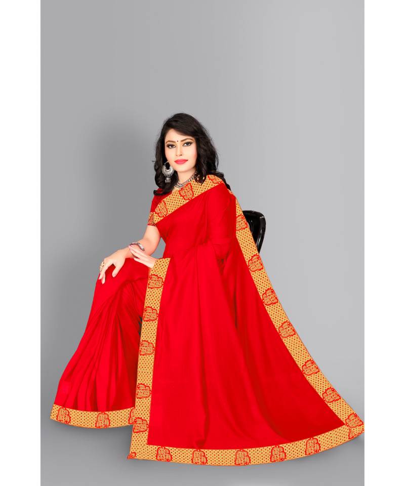 CLOTH BOOST Presenting For Women's Beautiful Party & Festive Saree Red party wear sarees