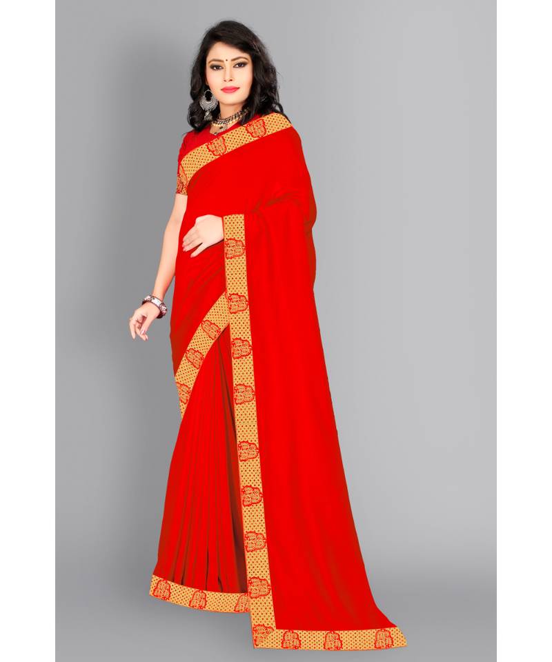 CLOTH BOOST Presenting For Women's Beautiful Party & Festive Saree Red party wear sarees