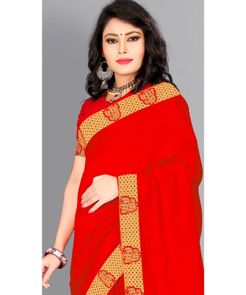 CLOTH BOOST Presenting For Women's Beautiful Party & Festive Saree Red party wear sarees