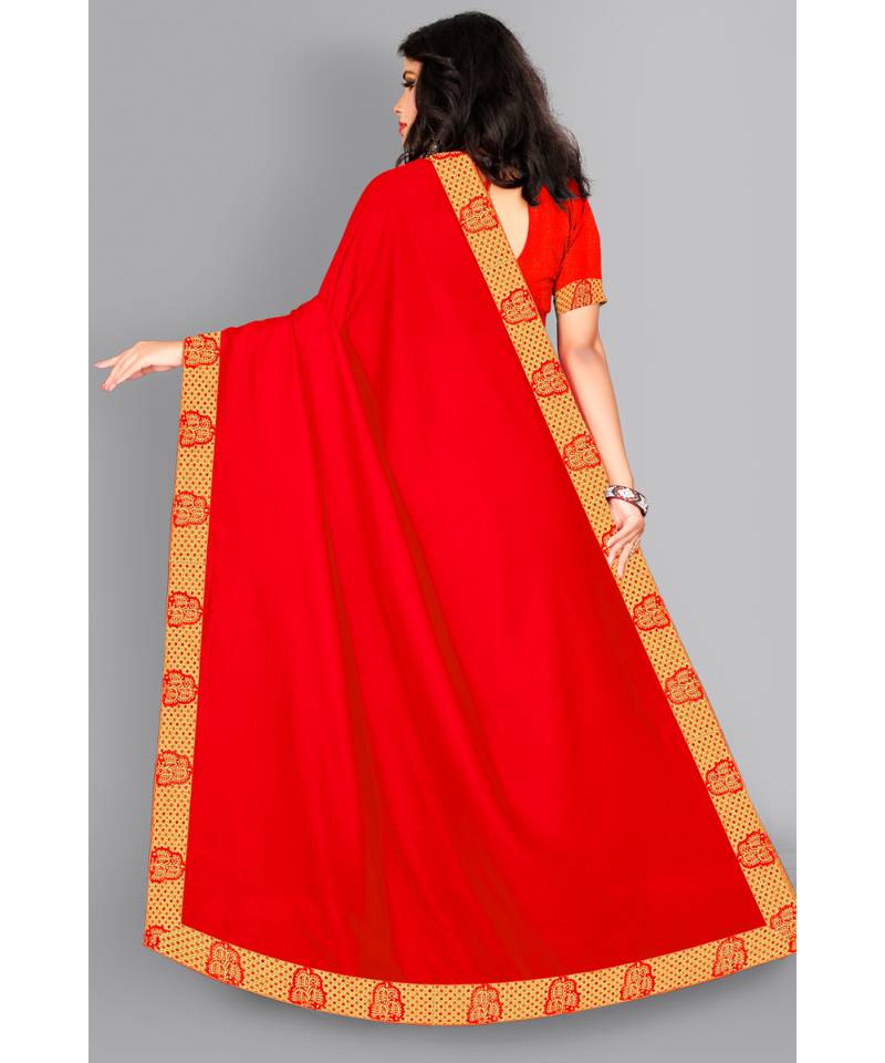 CLOTH BOOST Presenting For Women's Beautiful Party & Festive Saree Red party wear sarees