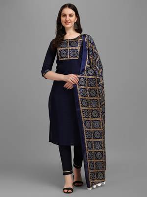 Women's Straight Art Silk Kurta with Pant and Dupatta 1