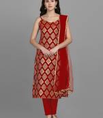 Women's Silk Blend Woven Design Kurta with Pant and Dupatta Set