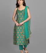 Women's Silk Blend Woven Design Kurta with Pant and Dupatta Set