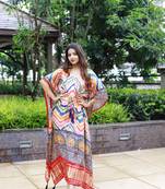 multi colour pure gaji silk kaftan 