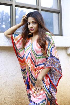 multi colour pure gaji silk kaftan  3