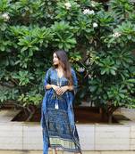 Blue colour pure gaji silk kaftan 