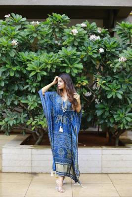 Blue colour pure gaji silk kaftan  3