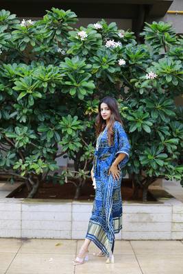 Blue colour pure gaji silk kaftan  6
