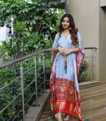 White colour pure gaji silk kaftan 