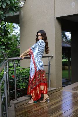 White colour pure gaji silk kaftan  2