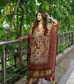 Marron colour pure gaji silk kaftan 