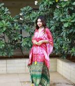 Pink colour pure gaji silk kaftan 