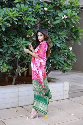 Pink colour pure gaji silk kaftan  2